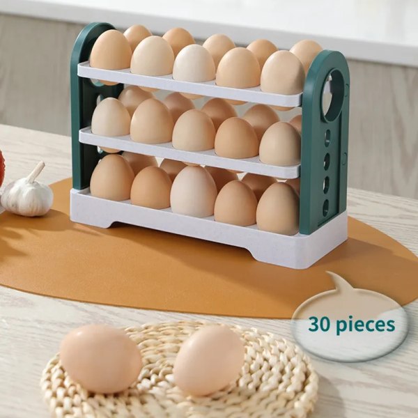 30 Grid Äggförvaringslåda Roterande Kylskåp Ägghållare Case Utrymmesbesparande Organizer Behållare Köksbord Organizer egg white separator