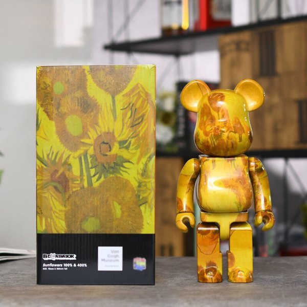 28cm 400% Keith Haring Basquiat Bearbrick Bear@Brick Actionfigurer Målade Medicom Bearbrick Heminredning Julklappar White 28CM