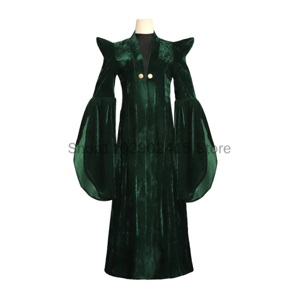 Högkvalitativ professor Minerva McGonagall Cosplay Dräktklänning Grön Cape Sammet Rollspelsmantel Halloween Carnival Kostym as show XS