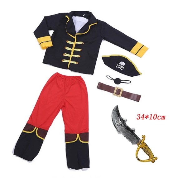 Piratdräkt Barn Pirates of The Caribbean Jack Sparrow Cosplay Barn Pojkar Kläder Rekvisita kostym Karnevalsfestdräkter för barn style A Height 120-130cm
