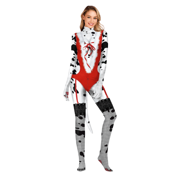 Jultomte Kvinnor/män Jumpsuit Cosplay Zentai Bodysuit Kvinnor 3D Printing Kläder Kostym Petsuit Djurdräkt med svans B273-1035 M
