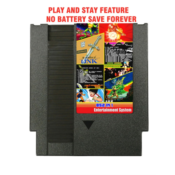 Uppgradera Chip Game Cartridge för NES videospelskonsol 72 pin 852 in 1 spelkort för PAL/NTSC Support Spara Black