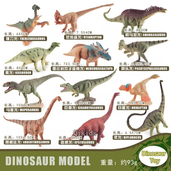 12st/ set Dinosaurieleksaksimulering Djur Jurassic World Söt Mini Dinosauriemodell Pedagogisk figur Dinosaurier för barnleksak