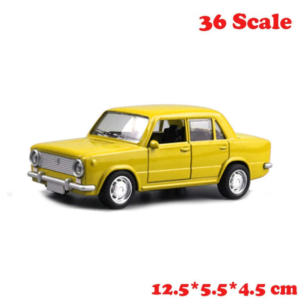 Lada bilmodell i rysk pressgjuten legering, vintage metallgjutningar, klassiska bilar samling, V011 leksaker, hög simulering, 3 färger, 1:36 36 Scale-Yellow