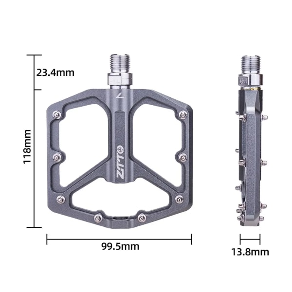 ZTTO MTB CNC aluminiumlegering Ultralätt platt pedal AM Enduro cykel släta lager 9/16 gänga Stort område för grus JT07 Red