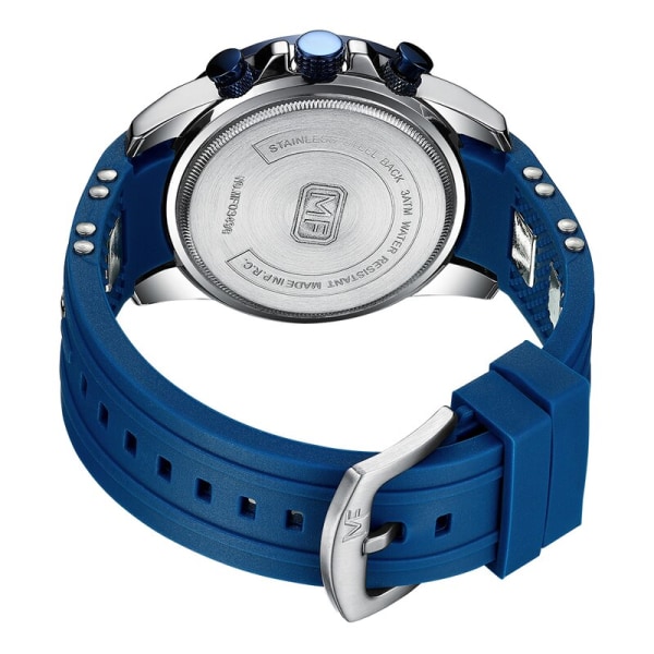 MINI FOCUS Herrklockor Lyxigt märke Mode Vattentät Sport Quartz Armbandsur Relogio Masculino Silikonrem Reloj Hombre blue watch