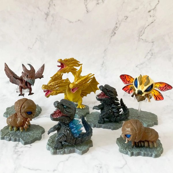 7 st/ set Godzilla Rodan Ghidorah Kaiju Figur King Of Monster Gojira Figurine Barn Dinosaurie Leksak Modell Docka Present