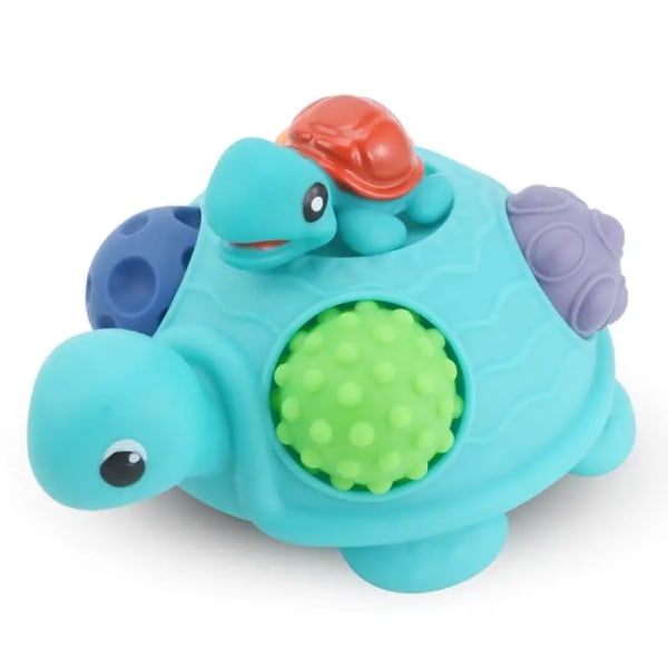 Baby Mjukt gummi Byggkloss Leksaker Nyckelpiga Touch Aktiv boll Tidig inlärning Kognitiv Baby Grip Träningsleksaker Present Blue Turtle