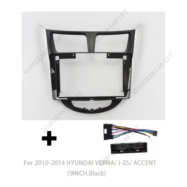 Bilradio Fascia Android GPS MP5 Stereo Spelare 2 Din Huvudenhet Panel Dash Ram för 2010-2014 HYUNDAI VERNA/ I-25/ ACCENT(9TUM) black frame cable