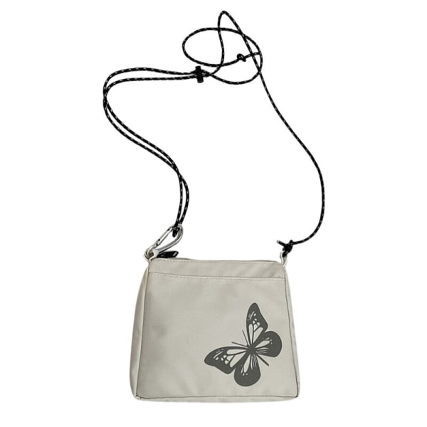 Damväska Enfärgad Oxford-tyg Kvinnor Axelväska Mode Liten dragkedja Tygväskor Reflekterande Butterfly Crossbody-handväska WHITE