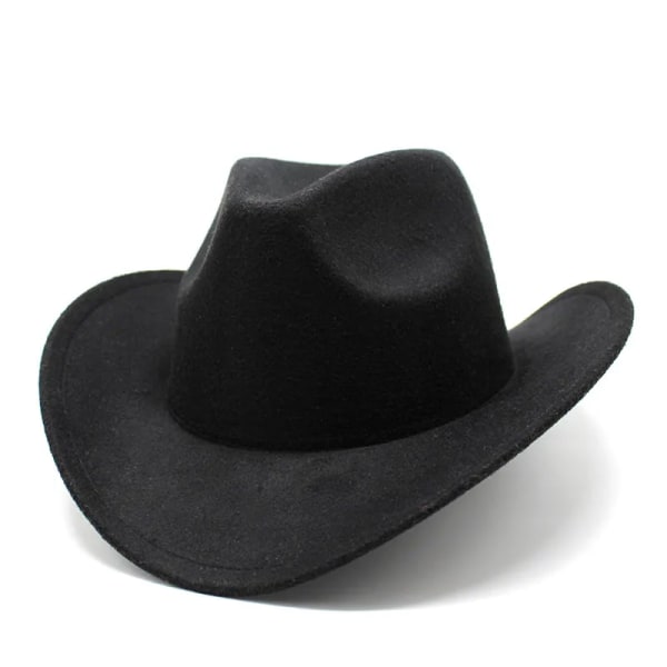 Fedora Cowboyhatt med stor brättad filt för män Bred brättad bucket-hattar herr för män kvinnor Fedora Swanowing black