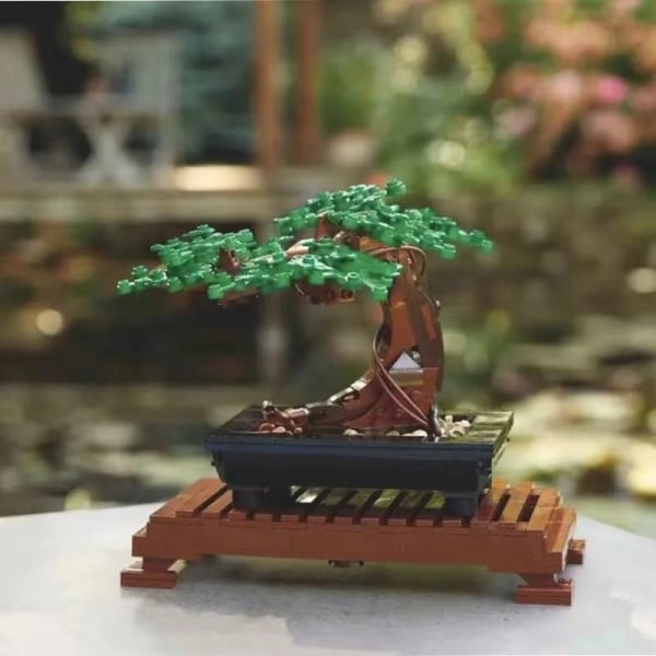 Bästa Moc Bonsai Träd Grön Buske Blomma Gräs Växtmodell Ornament Byggstenar Klossar DIY Montering Pedagogisk Leksak För Present peach blossom no box