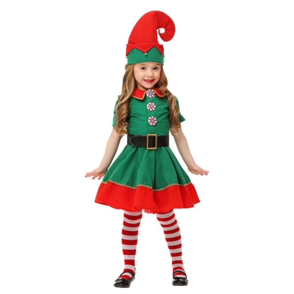 Jultomtekostym Grön tomte Cosplay Familj Karnevalsfest Nyår Fancy Dress Kläder Set För män Kvinnor Flickor Pojkar Girls Costume Height 180CM