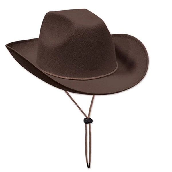 Mode vintage cowboyhatt Enfärgad västerländsk stil hatt med stor brätte Hattar Fedora filt cowboy jazzhatt Tillbehör bred kurva brätte Dark brown