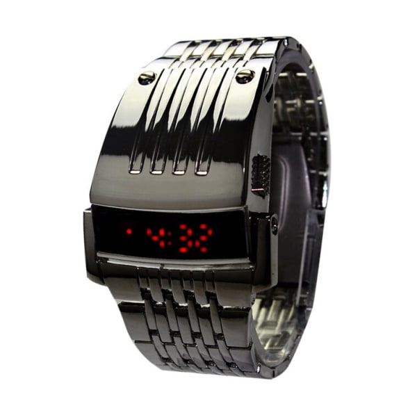 Unika Iron Man -klockor i rostfritt stål Digital LED Lyx Militär Watch Mode Topp Ny design manlig klocka black red light