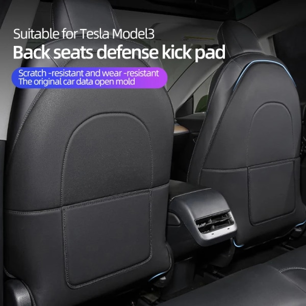För Tesla Model 3 Model Y Ryggstöd Bil Anti Kick Pad Protectors Child Anti 2 Packs Black