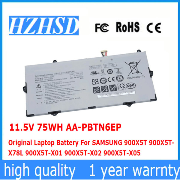 Laptopbatteri 11,5V 75WH AA-PBTN6EP Original För SAMSUNG 900X5T 900X5T-X78L 900X5T-X01 900X5T-X02 900X5T-X05