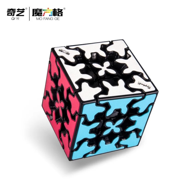 Nyaste Qiyi Gear Cube 3x3x3 Gear Cube 3x3 Cylinder Sphere Speed ​​Cubes Pedagogisk leksak för barn Black base