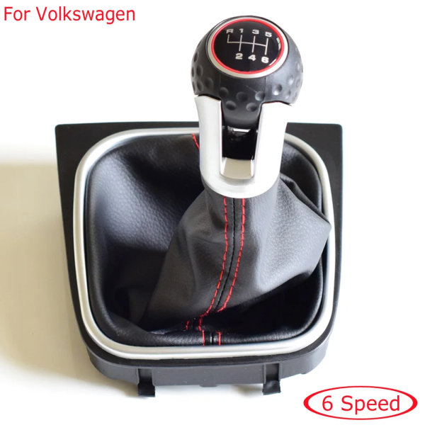 Växelspaksknopp i läder för manuell växellåda 5 6 växlar för VW Golf 6 MK6 GTI GTD R20 2009-2013 6 Speed