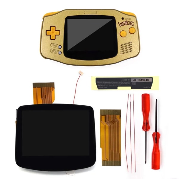 2023 New V5 Drop-in GBA IPS Laminated LCD Backlight Kit för Nintendo GameBoy Advance High Brightness Screen Gold Yellow