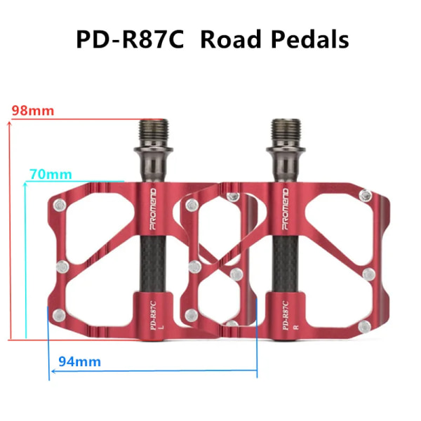 Platt cykelpedal Ultralätt 3 tätade lagerpedaler Road Mountainbikepedaler MTB breda plattformspedaler Bicicleta-tillbehör PD-R87C Red