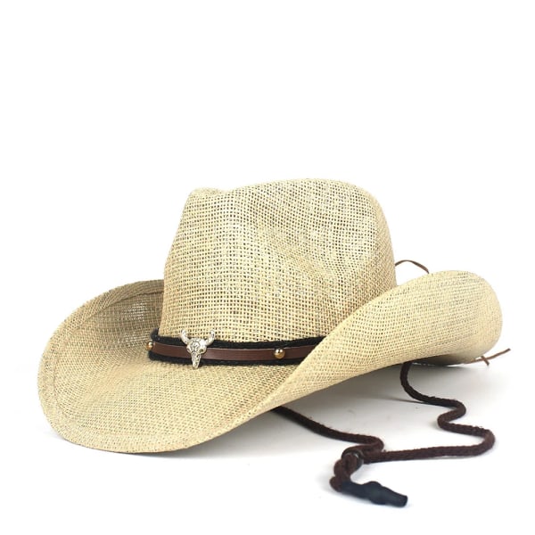 Western Cowboy Hat100 % Halm Herr Dam Cowgirl Sommar Hattar För Dam Solhatt Sombrero Hombre Beach Cowgirl Jazz C11