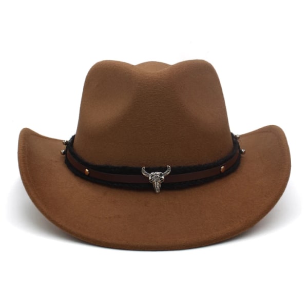 Herr Dam Ullblandning Western Cowboyhattar Solhatt med bred brätte Fest Resor Sombrero Utomhuskepsar Klassisk Retro Justerbar storlek Camel