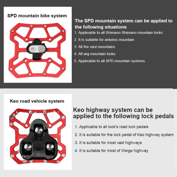 2st aluminiumlegering Cykel Klämlös Pedal Plattform Adaptrar För SPD KEO Pedaler MTB Mountain Road Bike Tillbehör Cykel Pedal silver