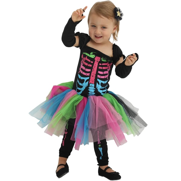 Eraspooky Funky Punky Bones Tutu Dress Halloween kostym För Familj Vuxen/Barn Skelett Jumpsuit Party Grupp Fancy Dress Toddler XL