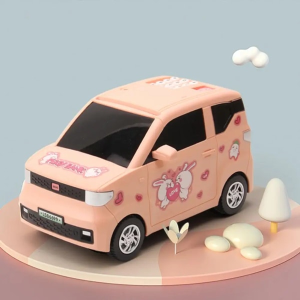 Bilspargris med nyckelbrytare Myntpengar med stor kapacitet Cartoon Bunny Astronaut Mönsterdekaler Födelsedagspresent för barn Pink