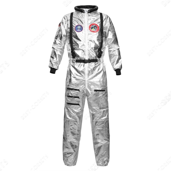 Astronautdräkt för kvinnor, män, rymddräkt, astronautkostym, flygdräkt för vuxen pilot med dragkedja, pardräkt men sliver XXL