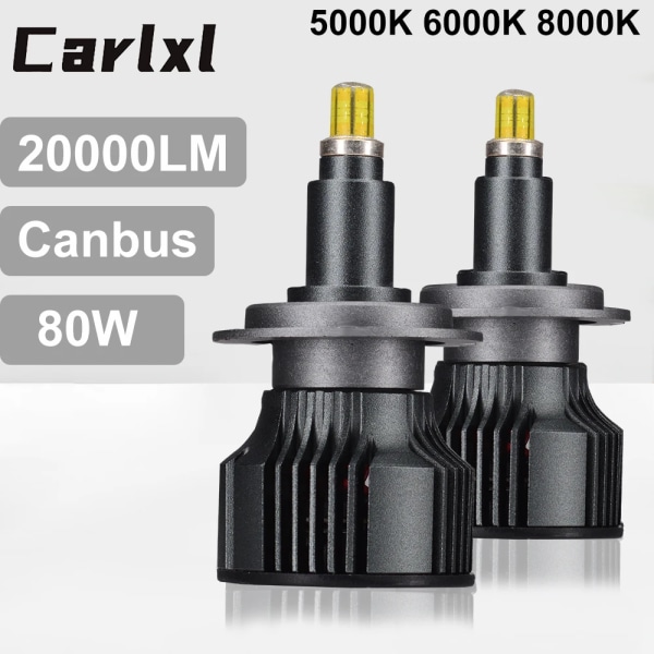 -Carlxl Canbus H7 LED-lampa Auto Dimlampa H1 H8 H9 H11 Bil LED-ljus 9005 HB3 9006 HB4 9012 Auto Strålkastare 360 ​​LED 20000LM 12V H1