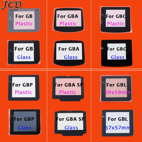 JCD plastglaslins för GB/GBA/GBC/GBP/GBA SP/GBL skärmglaslins för Gameboy färglinsskydd med klisterdelar For GBL Plastic