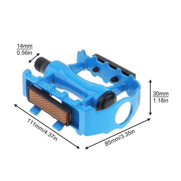 2st Cykelpedal av halkfritt gränssnitt av aluminiumlegering 9/16 tums kompatibla MTB-cykelpedaler för de flesta cykeltillbehör för vuxna Blue