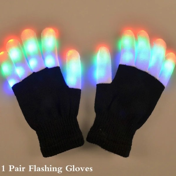 1 par Kid Vuxen LED Blinkande Magic Glove Glow In The Dark Leksaker Lyser upp Finger- Adult