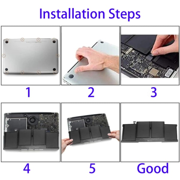 Laptopbatteri Damaite A1405 A1466 A1369 För Apple Macbook Air 13 tum A1496 A1370 A1375 A1377 A1465 A1932 A21792010-2015 2017 år 50WH  6700mAh