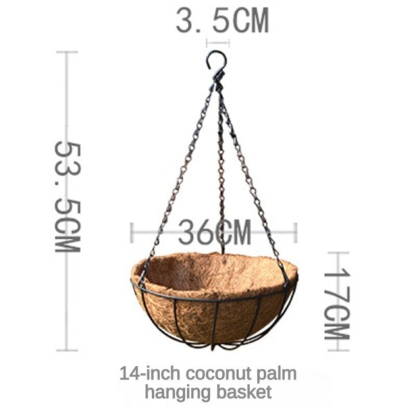 Häng lätt medan robust metall hängande korg Heminredning utomhus och väderbeständig Lätt att installera blomkruka 14 inches