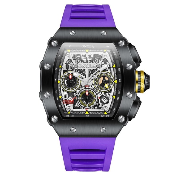 ONOLA Brand Luxury Watch Herr Armbandsur Multifunktion Sport Vattentät Lysande Sport Casual Clock Herr Quartz Watches Herr purple