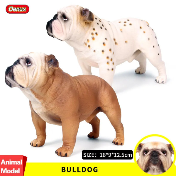 Oenux Classic Big Size British Bulldog Simulering Djur Brun Bulldog Actionfigurer Sällskapshund Modell Figurine Collection Leksaker