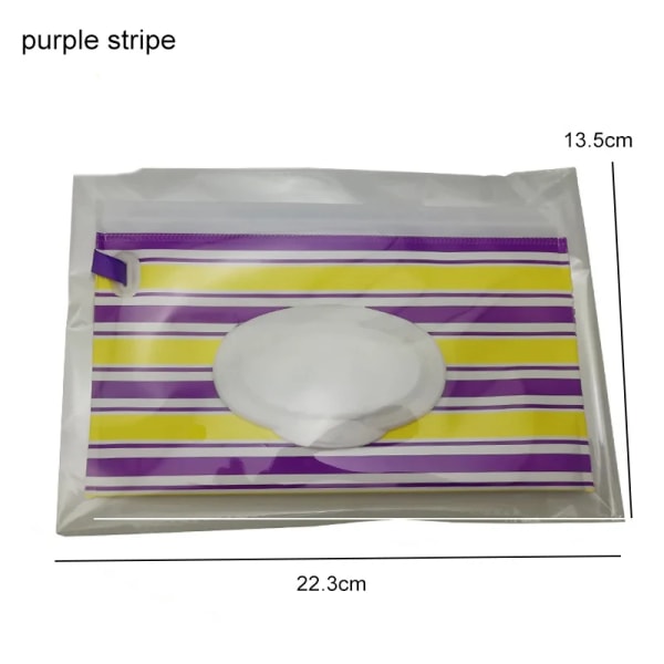 Bärbara våtservetter för baby Box Snap-Strap Wipes Containerfodral Miljövänliga våtservetter för utomhusbruk Kosmetisk rengöringsservetterpåse purple stripe