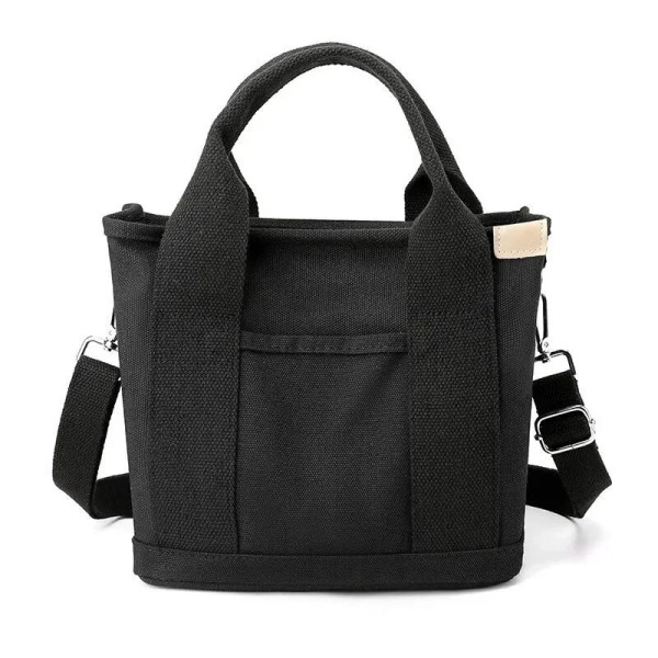 Kvinnorsväska Kvinnor Liten väska med dragkedja Mode Dam Enkelaxel Bärbar Förtjockad Canvas Mobiltelefon Bucket Tote Bag black