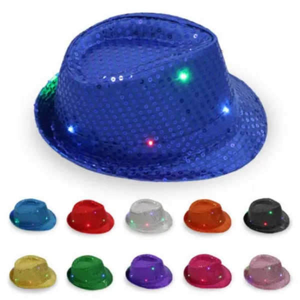 Män Kvinnor Glitter Paljett Fedora Trilby Cap Dans Jazzhatt Gangster Festdräkt Black