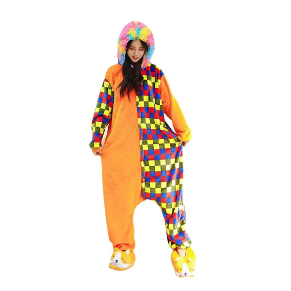 Clown Onesies Pyjamas Vuxna Cosplay Buffoon Kigurumi Halloween Carnival Kostymer XL