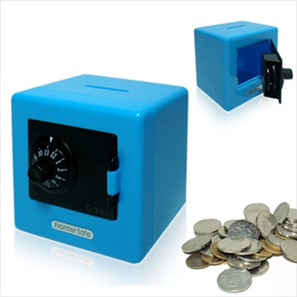 Mini Spargris Lådor Kombinationslås Pengar Mynt Spara Sedel Kontanter Spargris Säkerhetsbox Case Presenter till barn Jul blue