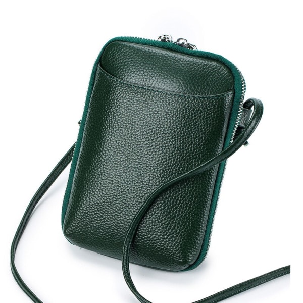 Damväska Crossbody-väska i äkta läder Kvinnor liten axelhandväska Högkvalitativt koläder Mobiltelefonväska Väskor Messenger-väska för kvinnor Dark Green
