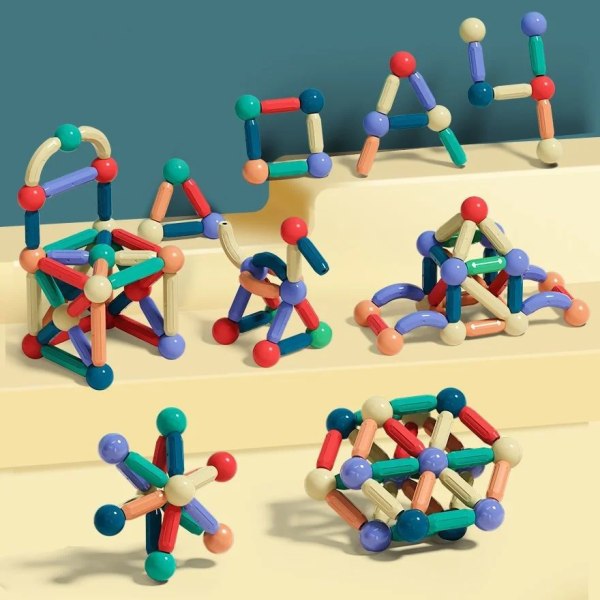 25-140 st Stor storlek magnetisk pinne byggstenar spelmagneter set Barnmagneter för barn Magnetiska leksakstegelstenar Burgundy