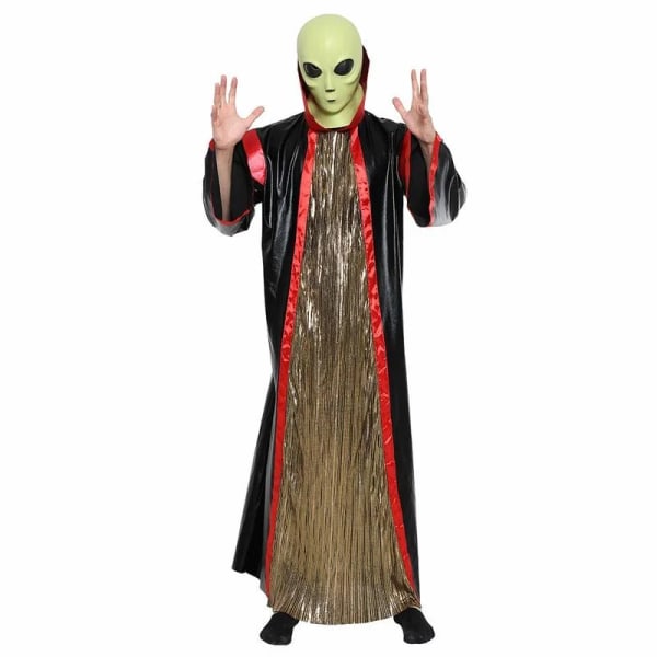 Vuxen Alien Svart Rolig Jumpsuit Kostymer Cosplay Morgonrock av bra kvalitet för Halloween-fest Karneval Påsk Purim Fancy Dress Green One Size