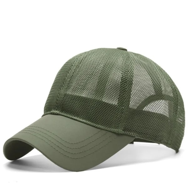 Stor storlek Peak Cap för män Sommar Mesh Truker Hattar Stor Ben Man Torkar Snabbt full mesh army green