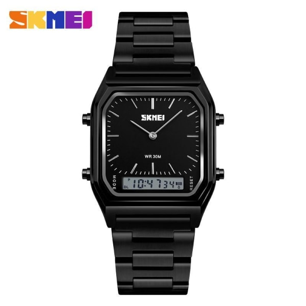 SKMEI Mode Casual Watch Herr Armbandsur Digital Quartz Dual Time Watch Sport Chronograph Vattentät relogio masculino klocka Black