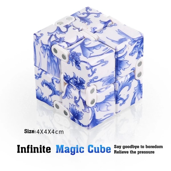 Metal Infinite Magic Cube Anti Stress Fidget Toys Easy Play Hand Spinner Kontor Cubic Stress Reliever Leksaker för barn Barn Present A